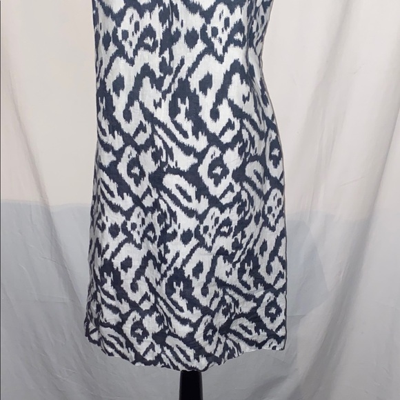 LOFT Gray and White Midi Dress Linen Lined with Cotton - Picture 3 of 10